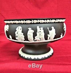 Vintage Wedgwood Noir Basalte Jasperware Imperial Pedestal Bowl Footed