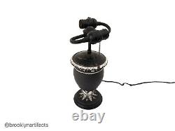 Vintage Wedgwood Porcelaine Black Jasperware Vase De Lampe Ou Urn