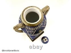 Vintage Wedgwood Porcelaine Bleu Jasperware Vase De Lampe Ou Urne Avec Base