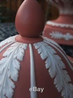 Vintage Wedgwood Terracotta / Pink Jasperware Grande Urne À Couvercle C1958