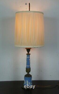 Vintage Wedgwood Tyndale Blue Jasperware Neoclassical Desk Ou Lampe De Table 22