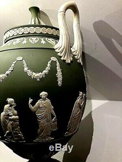 Vintage Wedgwood Vert Sauge (solide) Vase (1316) Muses Jasperware 12,75 Nouveau