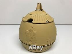 Vtg Début Des Années 1900 Wedgwood Jaune Ware Cane Pattern Jam Jar China Mint