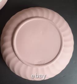 Vtg Grand Bol à Poudre en Jasperware Wedgwood Rose avec Couvercle Heures Dansantes Rare