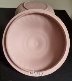 Vtg Grand Bol à Poudre en Jasperware Wedgwood Rose avec Couvercle Heures Dansantes Rare