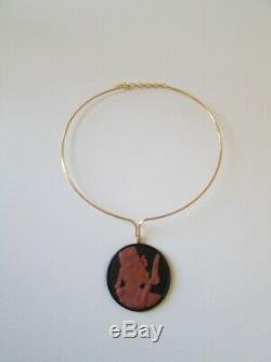 Vtg Wedgwood Égyptien Jasperware Collier Cameo Dans L'encadré