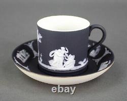 Wedgewood England Antique Black Jasperware Cup & Soucoupe Set