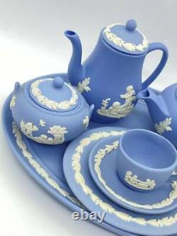Wedgewood Jasperware Miniature Tea Set Pot Cup Vintage Rare Lait Crug Tary Soucoupe