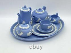 Wedgewood Jasperware Miniature Tea Set Pot Cup Vintage Rare Lait Crug Tary Soucoupe