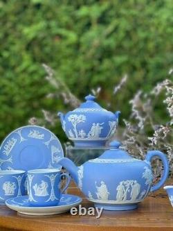 Wedgwood 19ème Splendid Tea Set Jasperware 8 Pcs