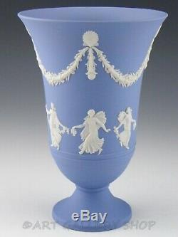 Wedgwood Angleterre Jasperware Bleu Doncing Heures 7.5 Flower Vase Monnaie Box