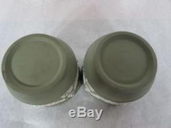 Wedgwood Angleterre Lion Jasperware Sage Green Cache Pots / Jardinieres / Planters 2