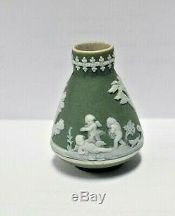 Wedgwood Angleterre Rare Jasperware Céladon Dollhouse Vert Vase 1890, 1-1 / 2