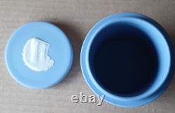 Wedgwood BLEU Jasperware Heures Dansantes FRIBOURG & TREYER Pot Couvert RARE