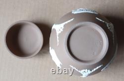 Wedgwood BROWN TAUPE FONCÉ Jasperware Petite Boîte à GINGEMBRE avec Couvercle Rare