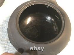 Wedgwood Basalt Jasperware Noir Néoclassiques Tea Pot Avec Couvercle