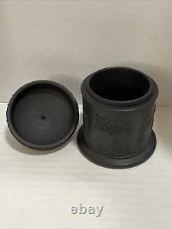 Wedgwood Black Basalt Jasperware Lidded Olympus Ou Tobacco Jar Round Conteneur
