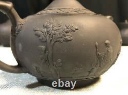Wedgwood Black Basalt Jasperware Neoclassical Tea Pot W Couvercle