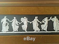 Wedgwood Black Jasperware Plaque Des Heures De Danse Dans Cadre Tapis Feutre 13x7 Nice