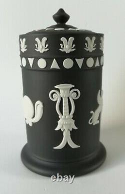 Wedgwood Black Jasperware Pot Égyptien Et Couvercle Rare