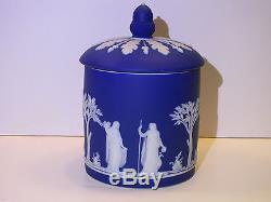 Wedgwood Bleu Foncé Dip Jasper Ware Biscuit Jar C. 1900