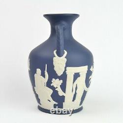 Wedgwood Bleu Foncé Jasperware Portland Vase / Amphora Avec La Boîte Originale