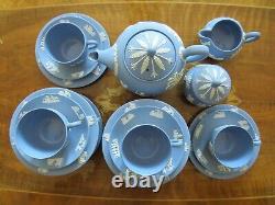 Wedgwood Bleu Jasperware 23 Piece Proper Tea Set Service & Plaques Pour 6 (1956)