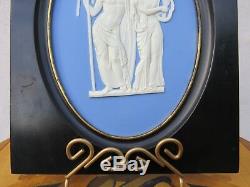 Wedgwood Bleu Jasperware Bachique Triumph Framed Ovale Plaque (c. 1900)