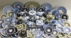 Wedgwood Bleu Noir Vert Jasperware X68 Vase Pcs-, Plaque, Trinket Énorme Lot D'emploi