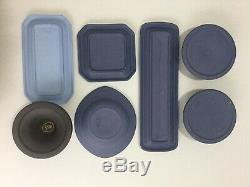 Wedgwood Bleu Noir Vert Jasperware X68 Vase Pcs-, Plaque, Trinket Énorme Lot D'emploi