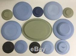 Wedgwood Bleu Noir Vert Jasperware X68 Vase Pcs-, Plaque, Trinket Énorme Lot D'emploi