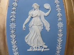 Wedgwood Blue Jasper Ware Danse Heure Bert Bentley Plaque Ovale Encadrée (vers 1890)