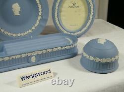 Wedgwood Blue Jasper Ware Desk Set Complet, Beau Article Pour Votre Étude À Domicile