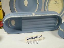 Wedgwood Blue Jasper Ware Desk Set Complet, Beau Article Pour Votre Étude À Domicile
