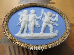 Wedgwood Blue Jasper Ware Sacrifice To Hymen Plaque Cameo Brass Frame (vers 1800)