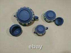 Wedgwood Blue Jasperware 23 Piece Tea Set Plaques De Service Pour 6 Euc