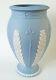 Wedgwood Blue Jasperware Vase Acanthus Et Bullrush