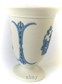 Wedgwood Blue Sur La Vase Blanche Jasperware Footed