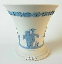 Wedgwood Blue Sur White Jasperware Four Seasons Trumpet Vase