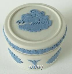 Wedgwood Blue Sur White Jasperware Pill Box