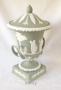 Wedgwood Campagna Vase Et LID Green Jasperware