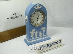 Wedgwood Cathedral Jasper Ware Clock In Blue With Swiss Movement Superb