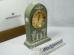 Wedgwood Cathedral Jasper Ware Clock In Green With Swiss Movement Superb