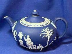 Wedgwood Chine Service À Thé Trempé Bleu Cobalt Jasperware