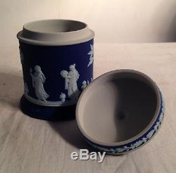 Wedgwood Cobalt Blue Dip Jasperware Boîte À Cigarettes À L'ancienne