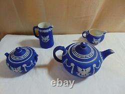 Wedgwood Cobalt Dip Jasper Tea Set Sesquicentennial George Washington 1789-1939