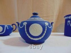 Wedgwood Cobalt Dip Jasper Tea Set Sesquicentennial George Washington 1789-1939