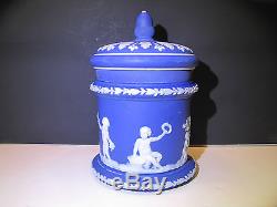 Wedgwood Dark Blue Dip Jasper Ware Acorn Tabac Jar C. 1900
