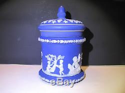 Wedgwood Dark Blue Dip Jasper Ware Acorn Tabac Jar C. 1900