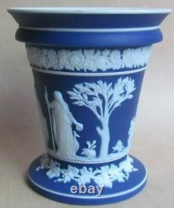 Wedgwood Dark Blue Jasper 4 Vase Évasé Avec Insert (ref6281)